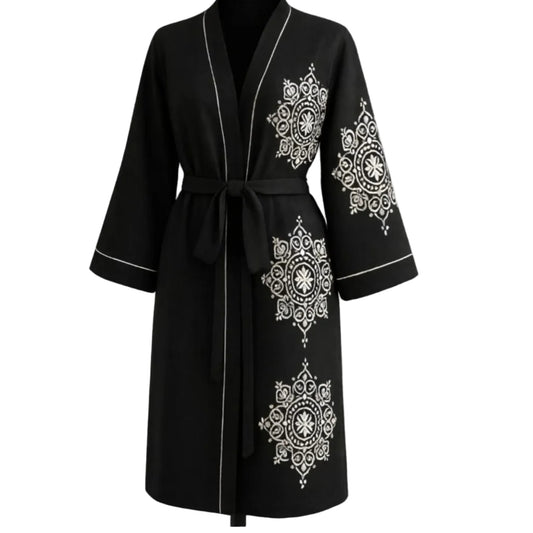 Etnik Desenli Kadın Müslin Kimono