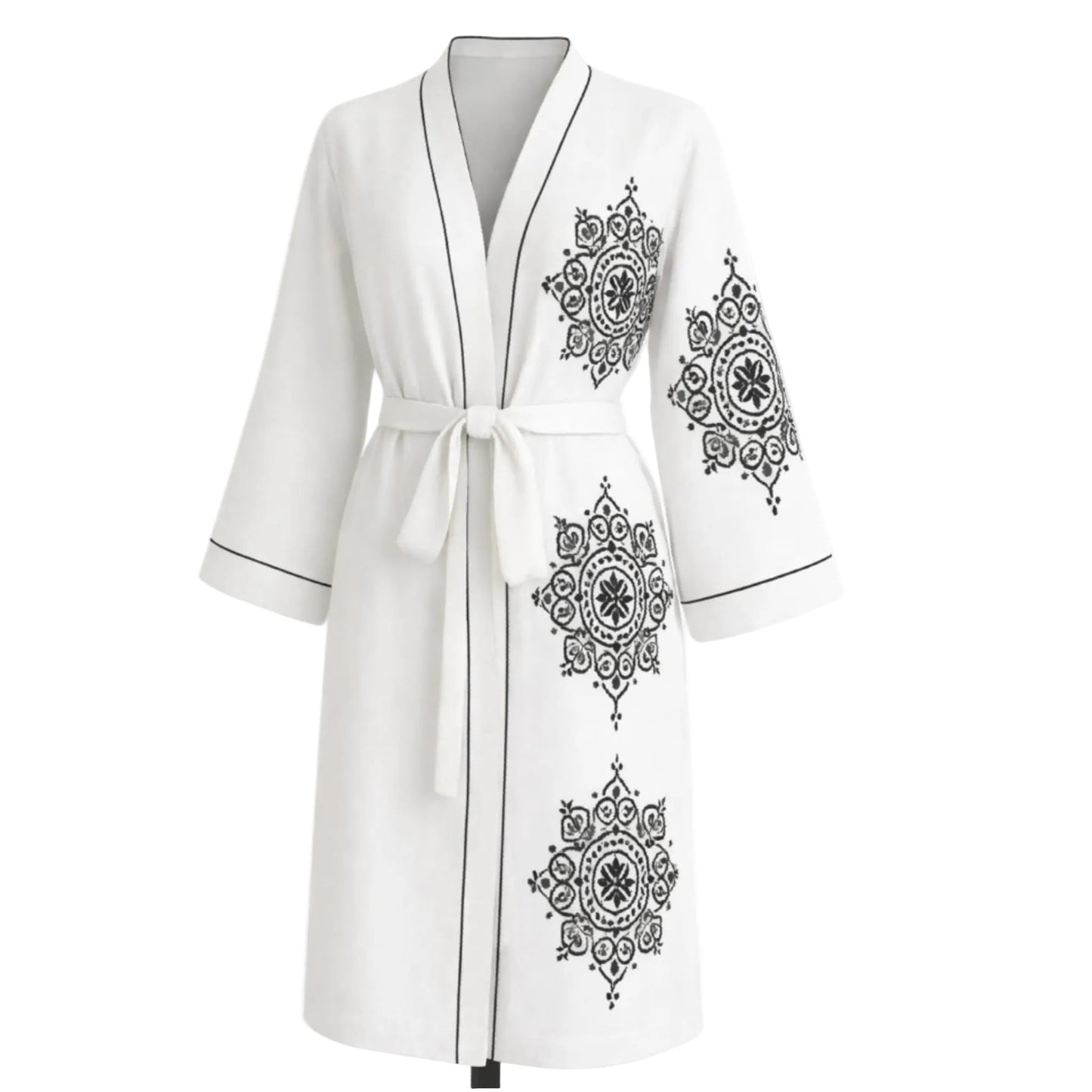 Etnik Desenli Kadın Müslin Kimono