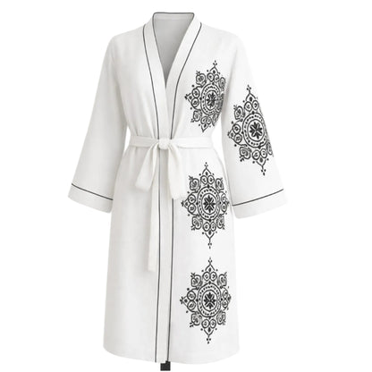 Etnik Desenli Kadın Müslin Kimono