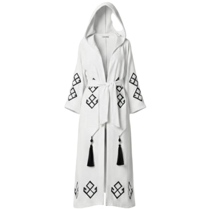 Türk Eli Belinde Desenli Kadın Müslin Kaftan