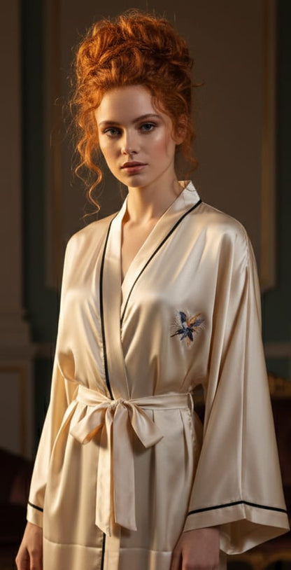 Kadın Saten Maxi Kimono