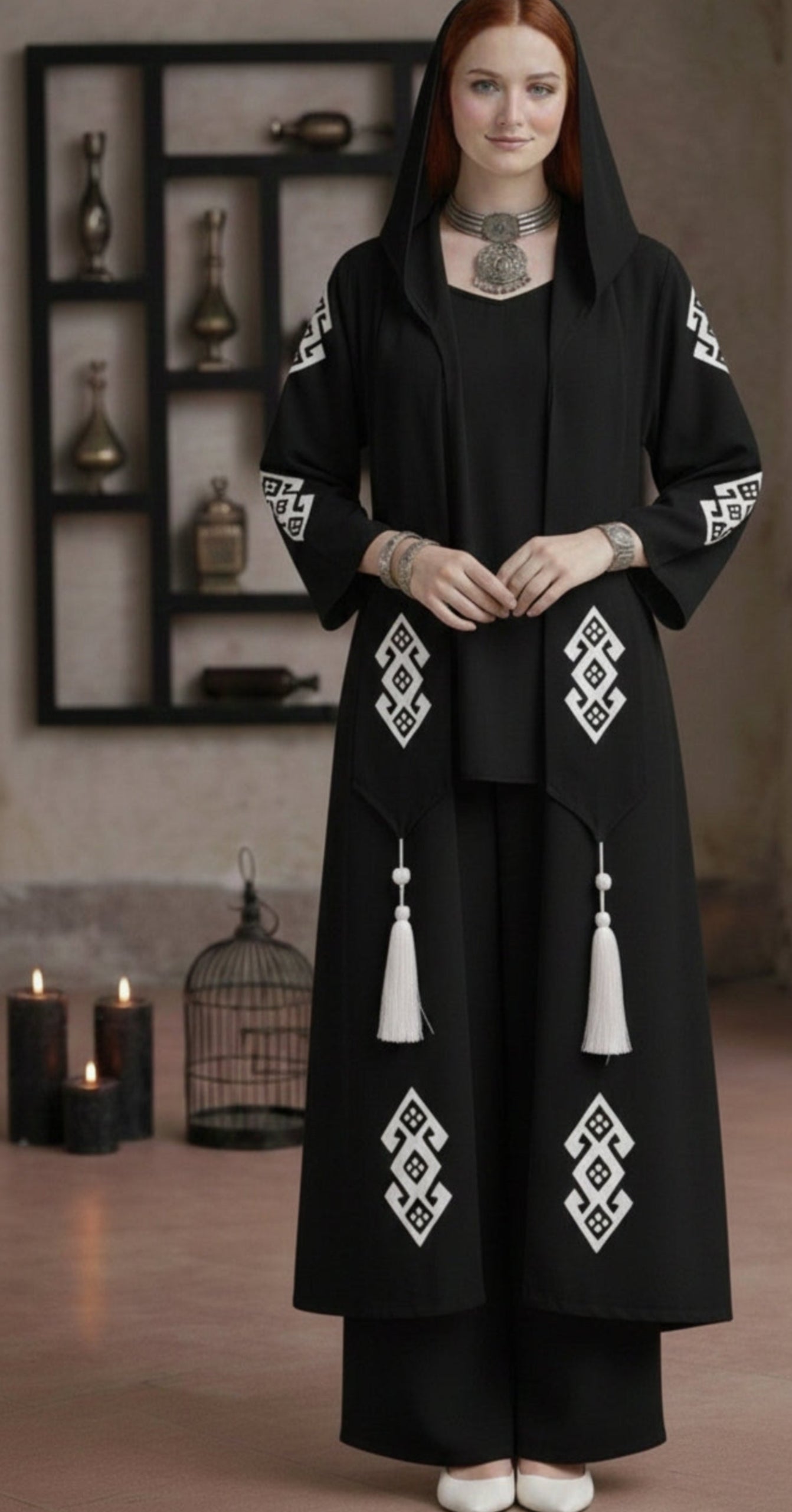 Kadın Müslin  Türk Bereket Desenli Kaftan