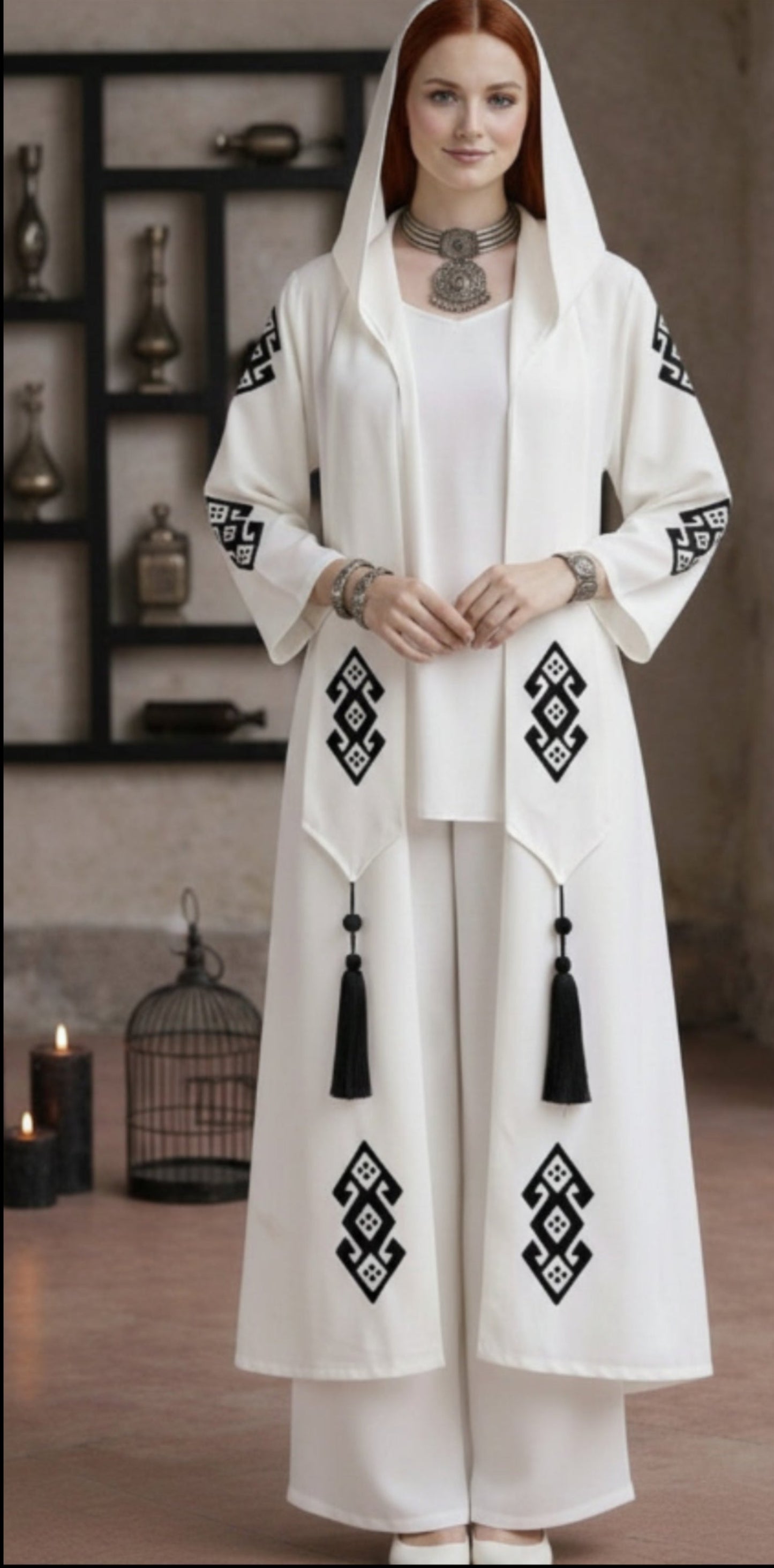 Kadın Müslin  Türk Bereket Desenli Kaftan