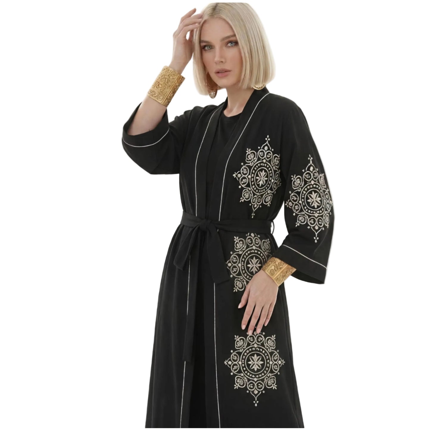 Etnik Desenli Kadın Müslin Kimono