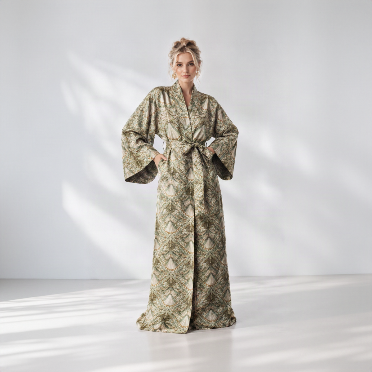 Lüks Bambu ipek Saten Kimono