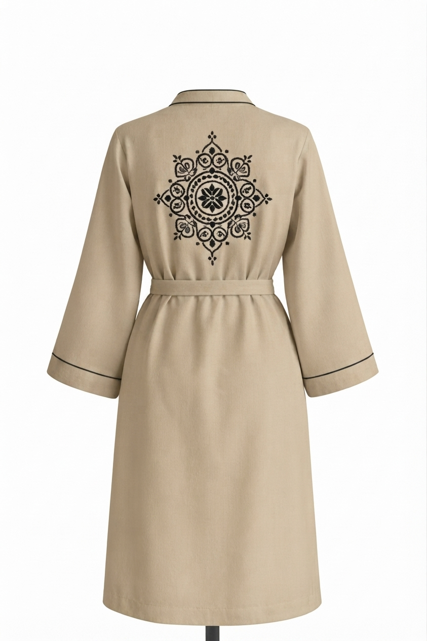 Etnik Desenli Kadın Müslin Kimono