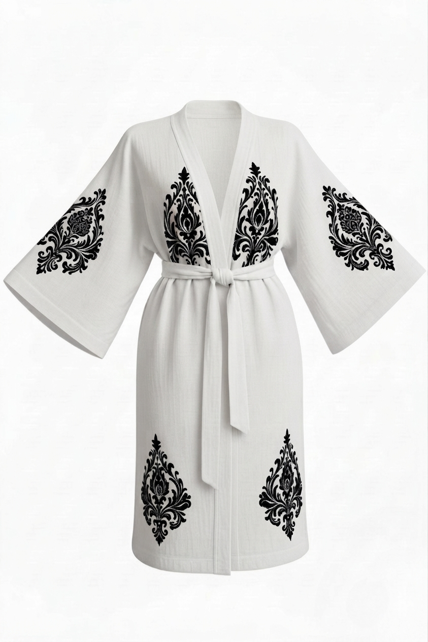 Sultan Desenli Kadın Müslin Kimono