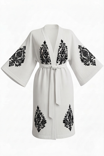Sultan Desenli Kadın Müslin Kimono