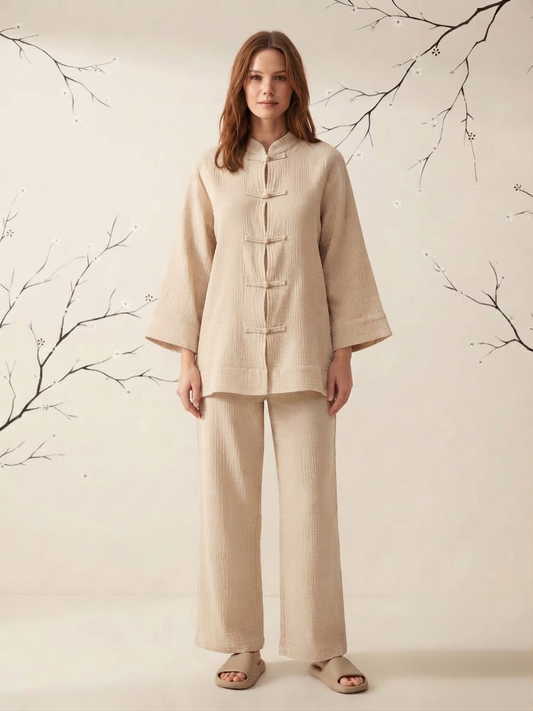 Çin Düğümlü Müslin Kimono Takım